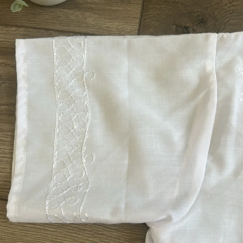 100% Cotton White Tunic Women's Short Sleeved Top Made in Egypt